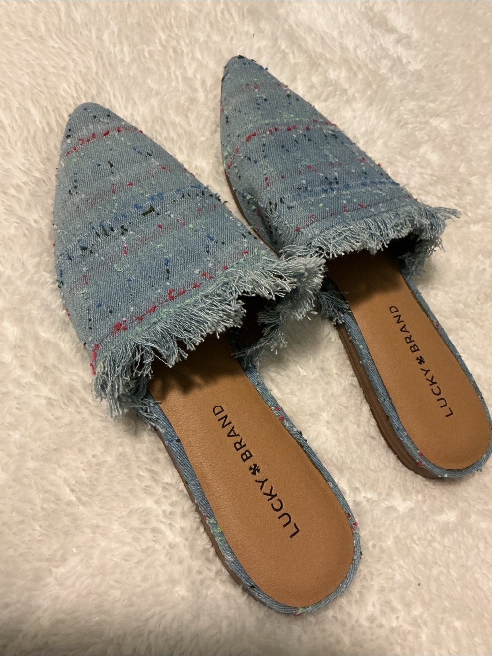 Lucky Brand Denim Bapsee Mules in Light Blue